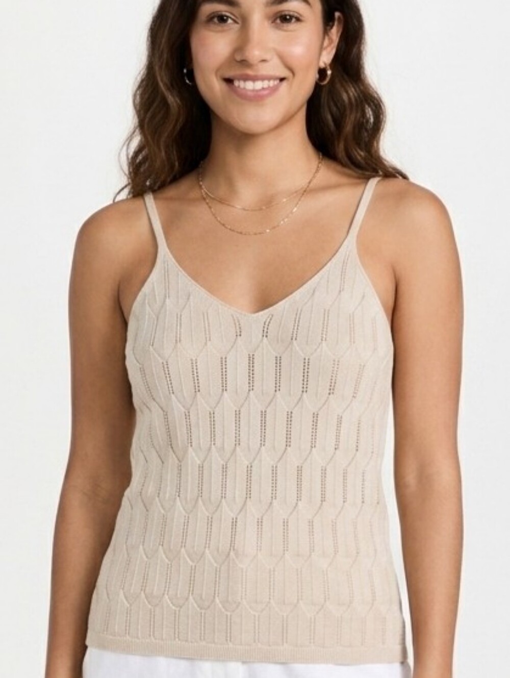 SHEIN Beige Knit V-Neck Camisole Tank